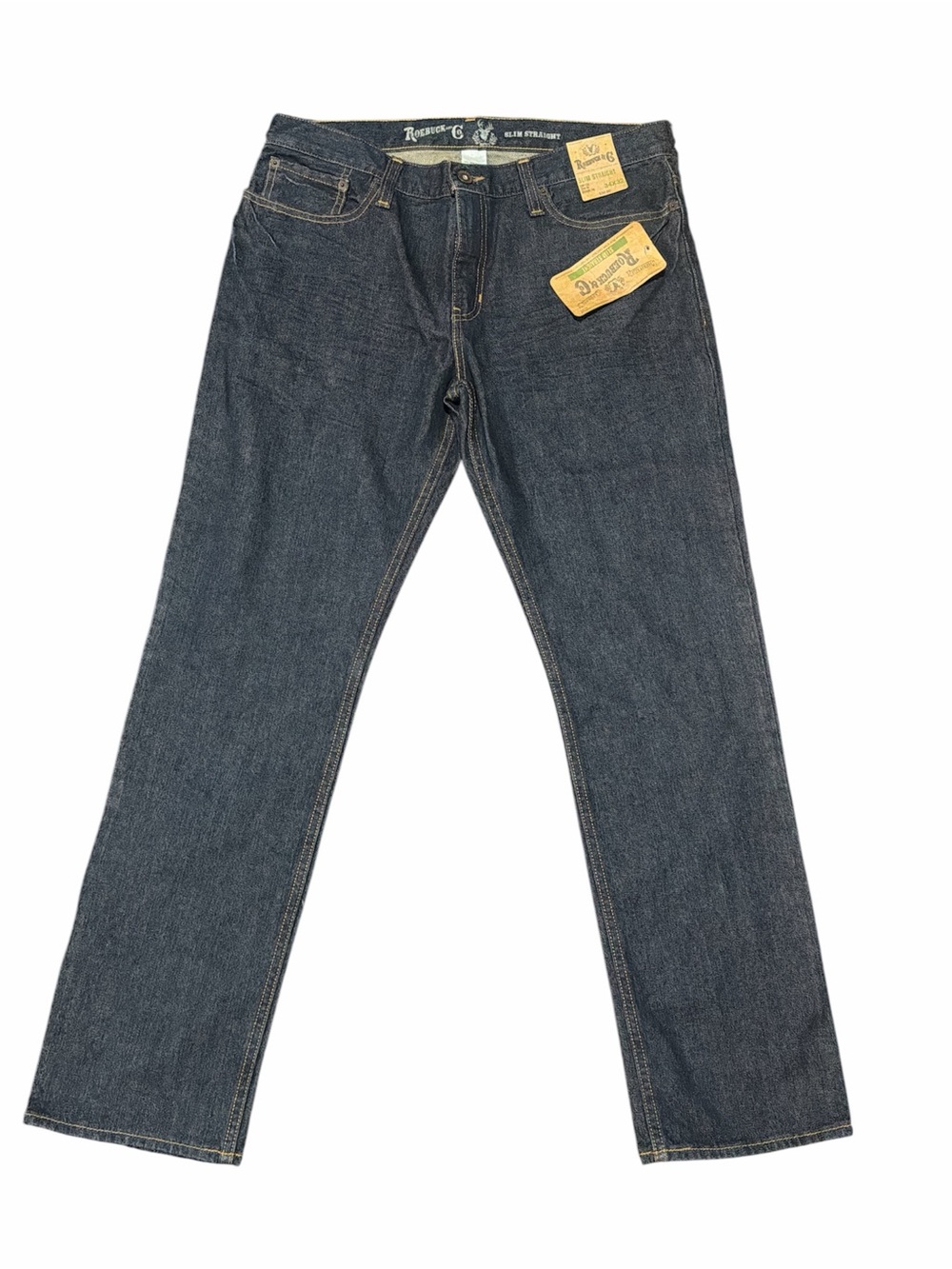 Y2K Retro Sears Roebuck & Co Men's Slim Straight Dark Indigo Jeans 34x32
